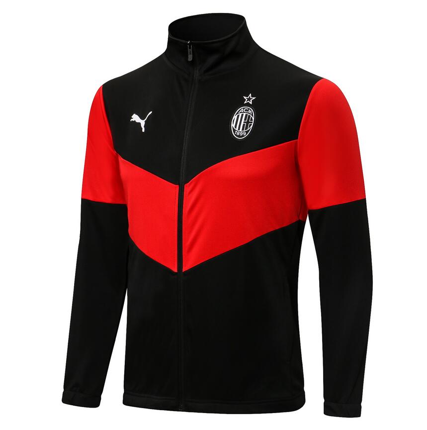 2021/22 AC Milan Black Red Full Zipper Training Jacket